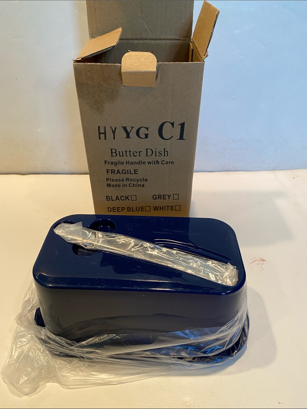 NIB HDPE High Density Polyethylene Plastic Covered Butter Dish w/Metal Spreader